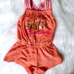 ✨JUICY COUTURE✨ Baby Girl Peach & Gold Romper, 18m